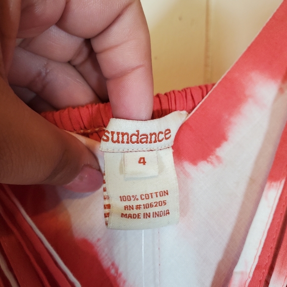 Sundance Island Rhythms Red Orange Tie Dye Fringe Midi Dress NWT Size 4 - Picture 2 of 12